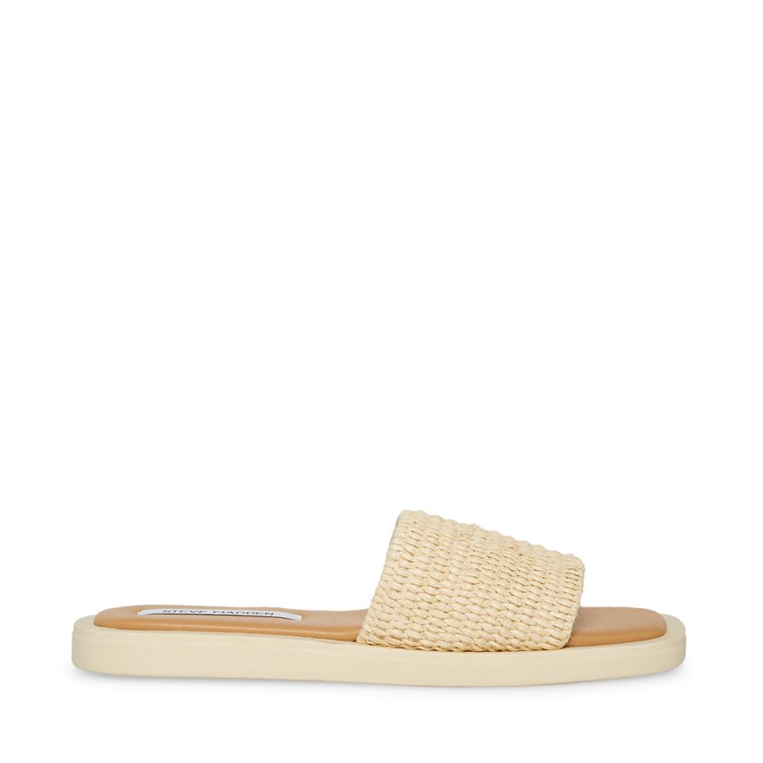 Sandalias de Diapositivas Steve Madden Leigh Natural Mujer Beige | ES QA3SE4